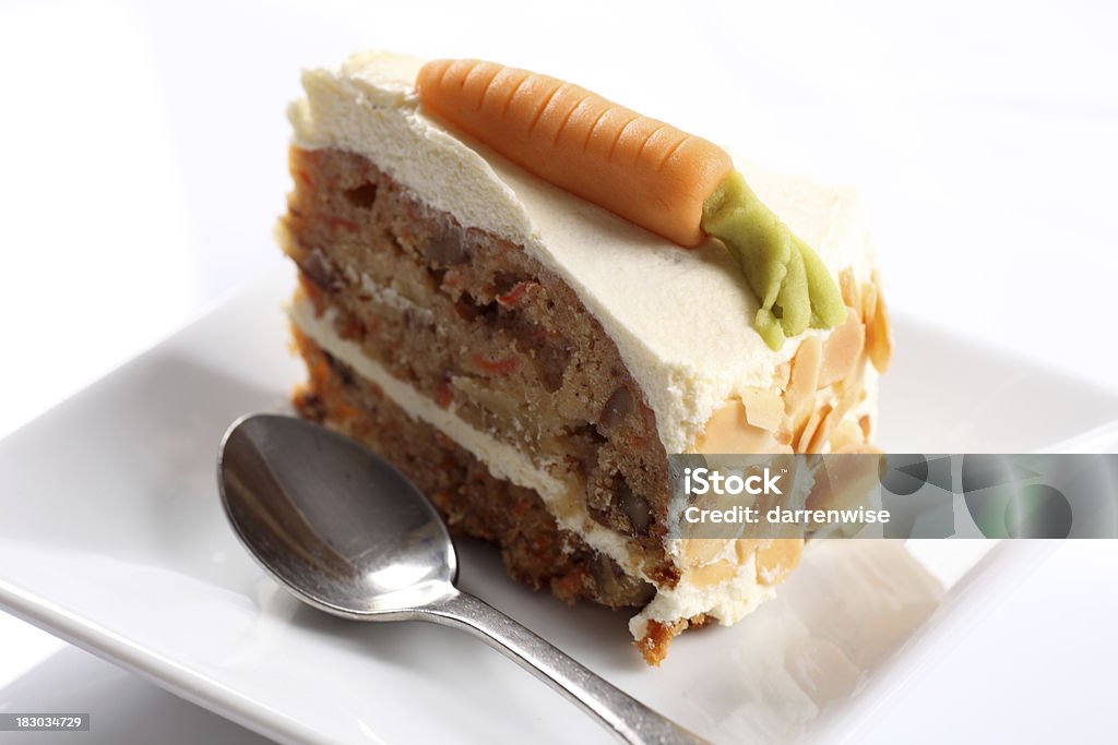 Cake A piece of carrot cake with spoon. Carrot Cake Stock Photo