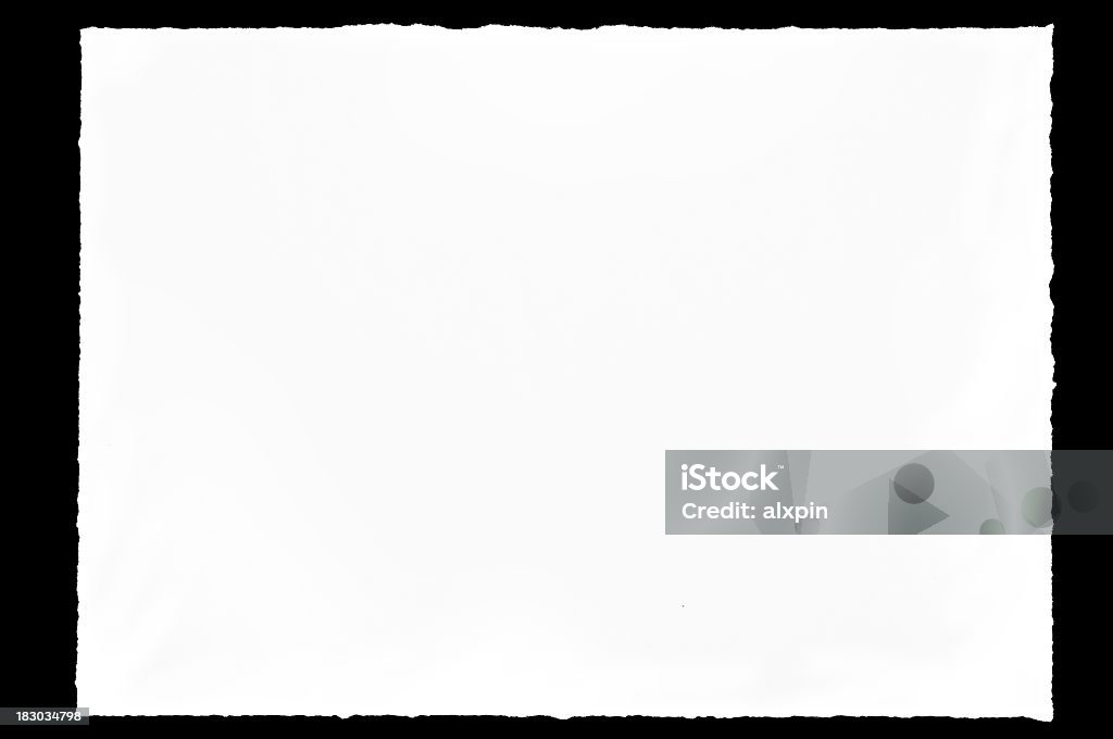 A blank page of paper with textured edges Blank Paper Page isolated on black background At The Edge Of Stock Photo