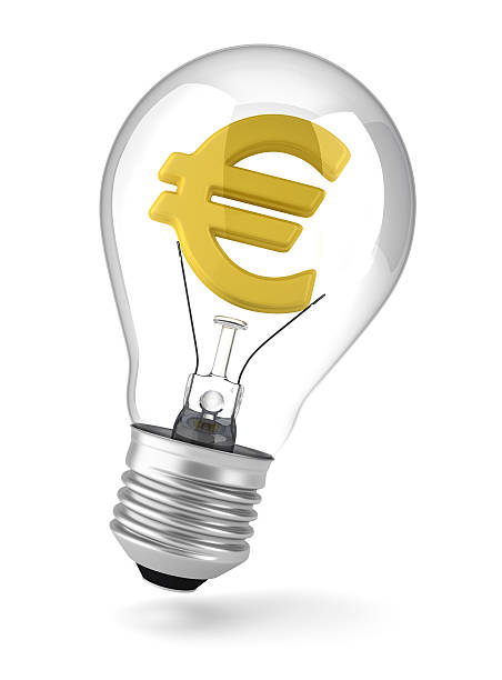 Light bulb and euro sign stock photo