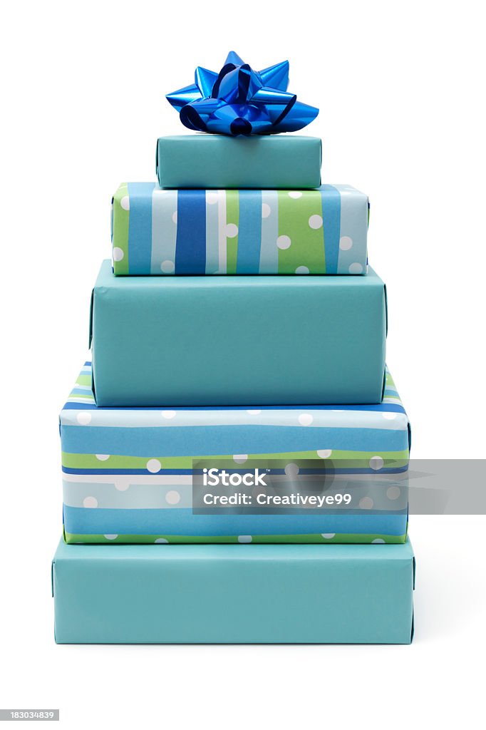 Blue gift boxes "Stack of blue gift boxes for birthday, Hanukkah, baby shower, Christmas or general enough for any occasion." Beauty Stock Photo