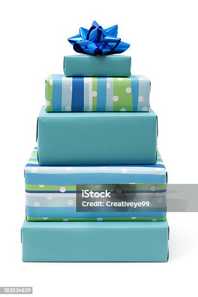 Blue Gift Boxes Stock Photo - Download Image Now - Beauty, Hanukkah, Wrapping Paper