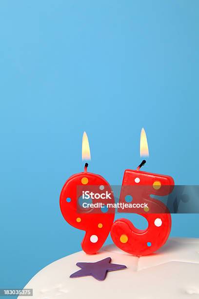 95th Birthday Candles Stock Photo - Download Image Now - Anniversary, Birthday, Birthday Cake