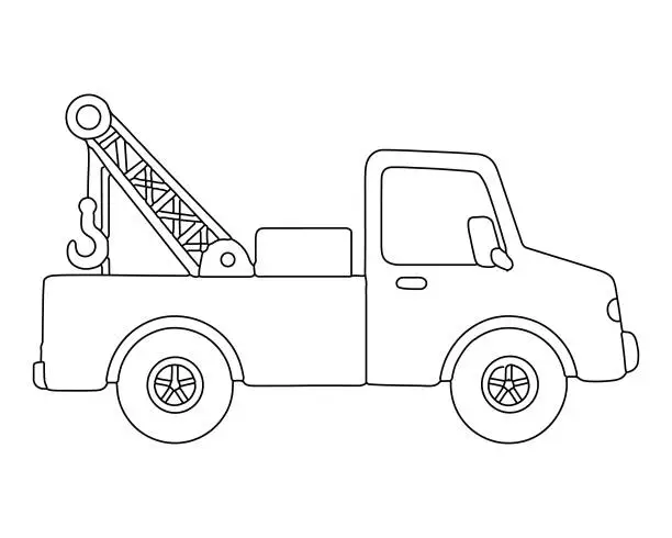 Vector illustration of tow truck coloring