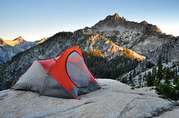 A tent in the backcounty of the Trinity Alps Wilderness in Northern California.