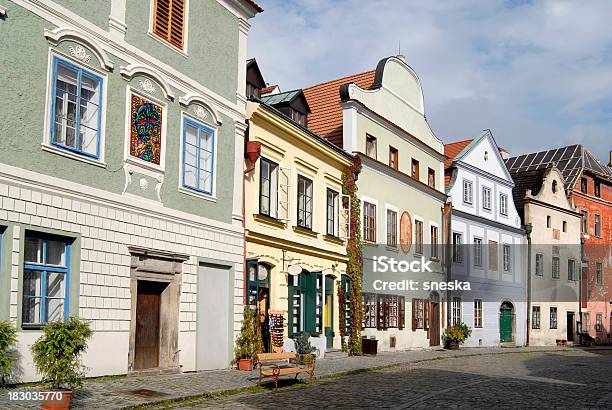 The Old Bohemian Town Cesky Krumlov Stock Photo - Download Image Now - Accessibility, Architecture, Bench