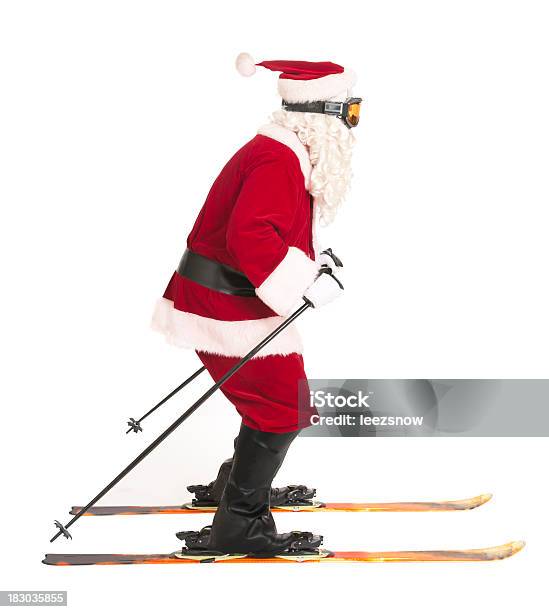 Skiing Santa Claus On White Sports Series Stock Photo - Download Image Now - Santa Claus, Skiing, Ski