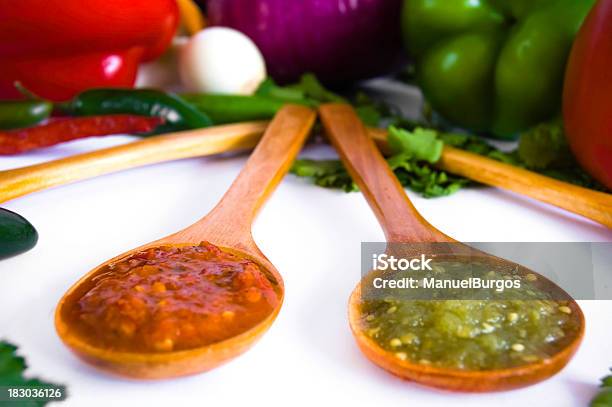 Salsas Foto de stock y más banco de imágenes de Salsa verde - Salsa verde, Rojo, Alimento