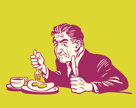 Angry Man Eating Fried Eggs