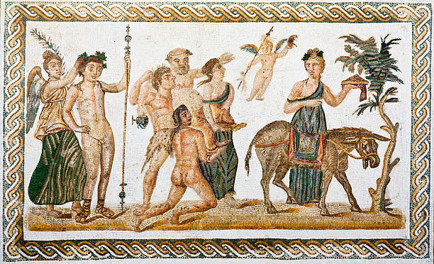 istock Tunisia: Roman Mosaic Tile Design at El Djem 183036911