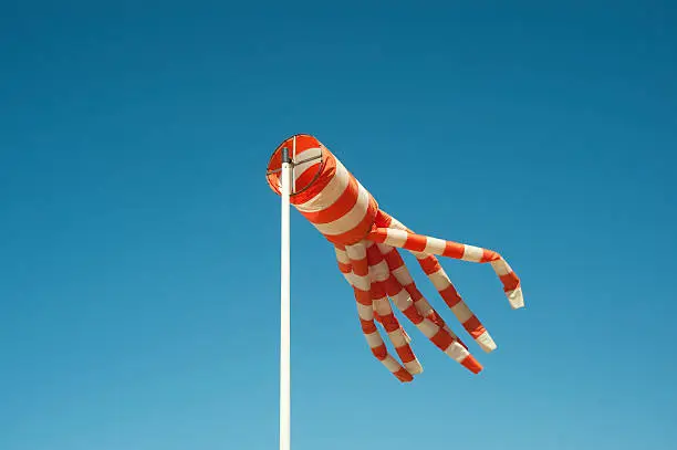 Wind sock.  Octopus shape, used on beaches. Blue Sky.