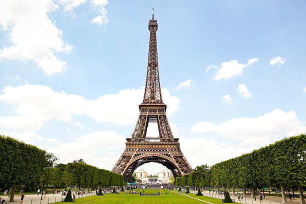 Eiffel Tower and garden in Paris, France stock photo