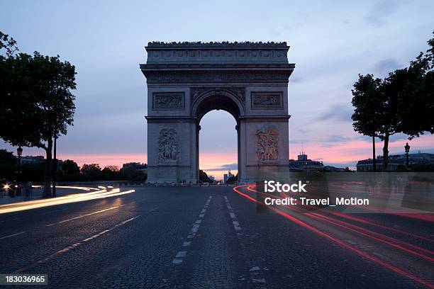 Traffic On Avenue Des Champselysees At Twilight Paris France Stock Photo - Download Image Now