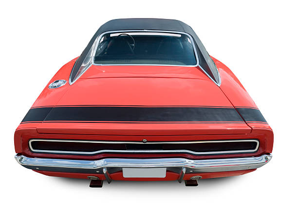 dodge charger muskel auto von 1970 - car rear view behind car trunk stock-fotos und bilder