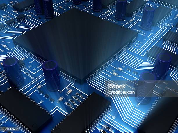 Foto de Placa De Circuito e mais fotos de stock de Abstrato - Abstrato, CPU, Capacitor