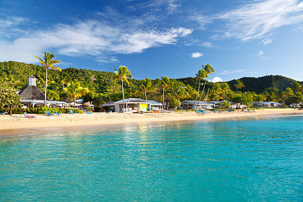 istock Caribbean Beach With Hotel Resort 183037756