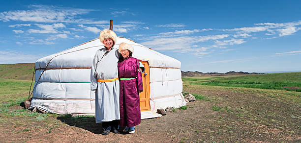istock Mongolian couple in national clothing 183038661