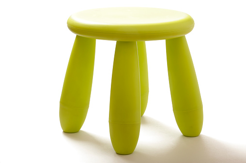 Green stool isolated, shadow on foreground