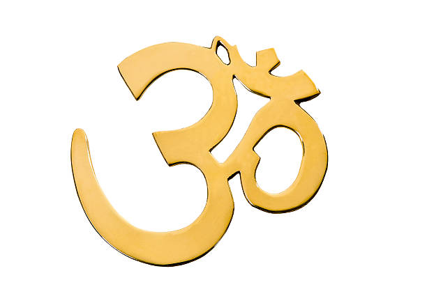 Top View of Hand Made Golden OM-AUM, FREE Alpha Channel stock photo