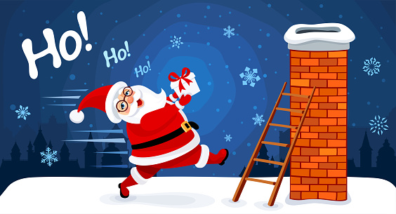 Celebratory Hustle. Santa's Rapid Gift Dash, Spreading Holiday Cheer in a Blink