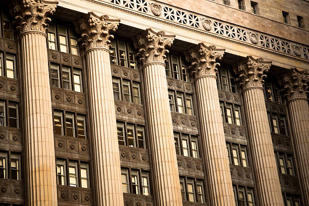 Chicago Building Columns Architecture on City Hall stock photo