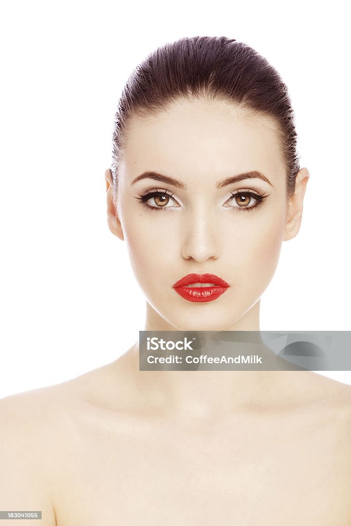 Belle femme avec des lèvres rouges - Photo de 20-24 ans libre de droits