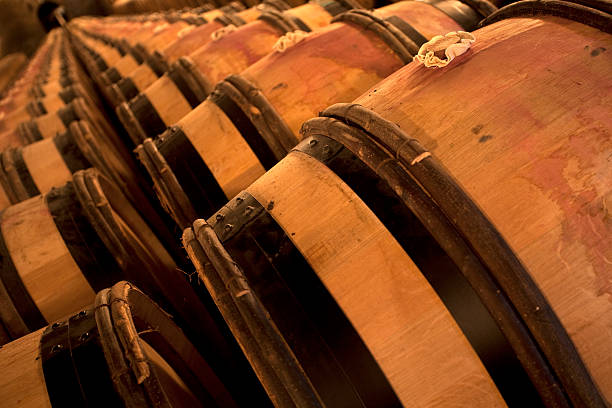 istock Wooden barrels cellar 183041352