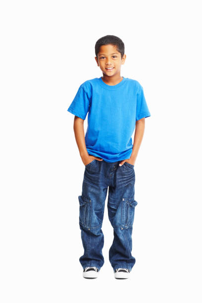 istock Cute boy with hands in pockets isolated against white 183041370