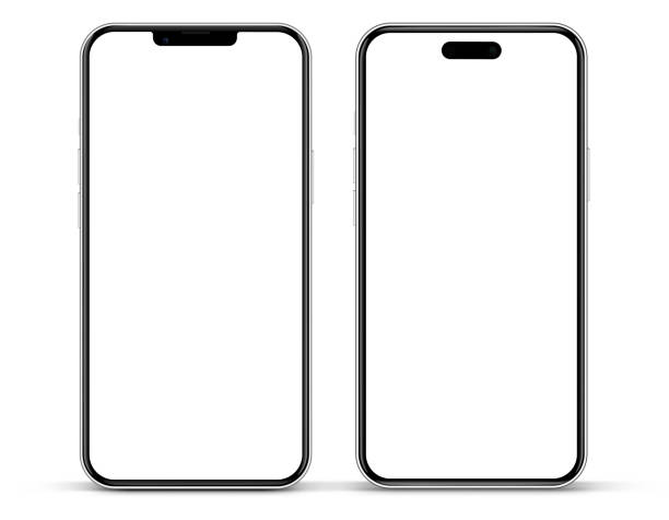 istock 3D realistic high quality smartphone mockup with isolated background. Smart phone mockup collection. Device front view. 3D mobile phone with shadow on white background. 1830415346
