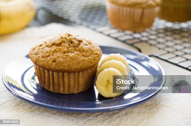 Banana Bran Muffin Stock Photo - Download Image Now - Banana, Muffin, Baked