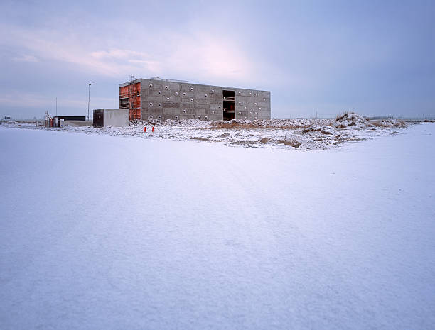 City street and buildings in winter.