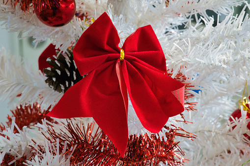 Close up of Christmas Tree with homemade ornaments.