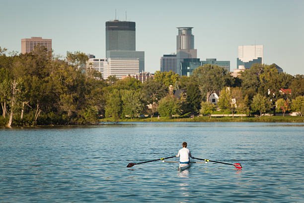 istock Sport Sculling with Minneapolis Downtown Skyline in Background Hz 183042473