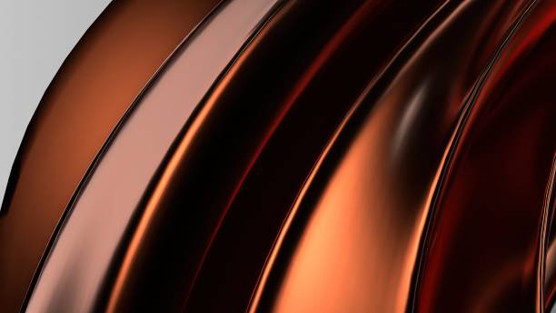 istock Modern beauty expressed with copper metal plate Bezier curves Elegant and modern 3D Rendering abstract background 1830425221