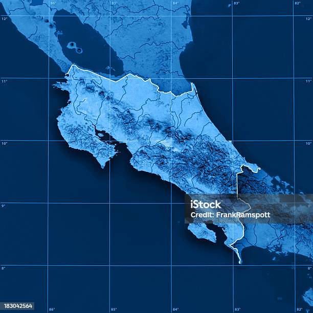 Foto de Costa Rica Topographic Mapa e mais fotos de stock de Costa Rica - Costa Rica, Mapa, América Central