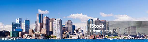 Panoramic View Of The Downtown Boston City Skyline Usa Stock Photo - Download Image Now
