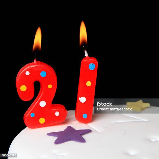 21st Birthday Candles Stock Photo - Download Image Now - Cake, Number 21, Anniversary