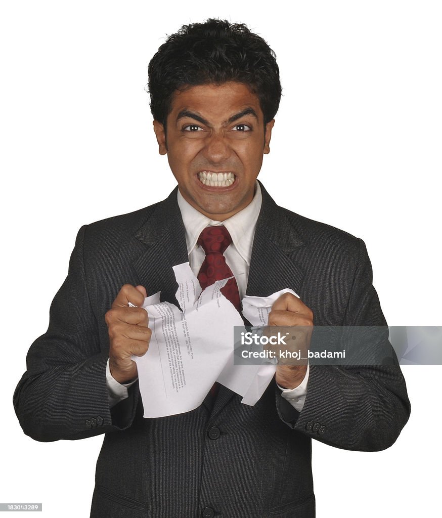 Angry Indian Empresário quebrando um documento - Foto de stock de Contrato royalty-free