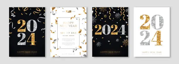 Vector illustration of Christmas and New Year posters 2024