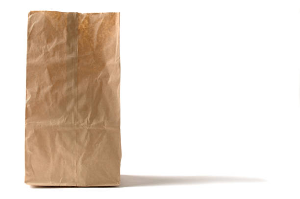 Brown Paper Lunch Bag Sack Isolated on White Background