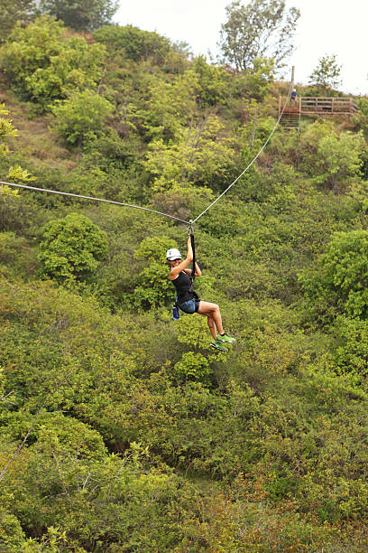 istock Woman on a Zip line ride 183043559