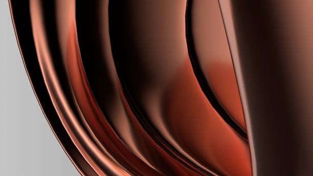 istock Delicate modern art expressed with copper metal plate Bezier curves Elegant and modern 3D Rendering abstract background 1830436873