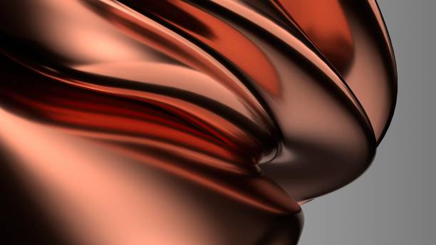 istock Copper metal plate Contemporary Art Delicate Curve Elegant Modern 3D Rendering Abstract Background 1830440627