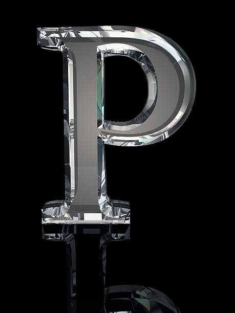 crystal lettera p - letter p alphabet three dimensional shape blue foto e immagini stock