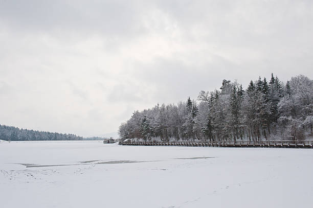 Lago cubierto con nieve - foto de stock