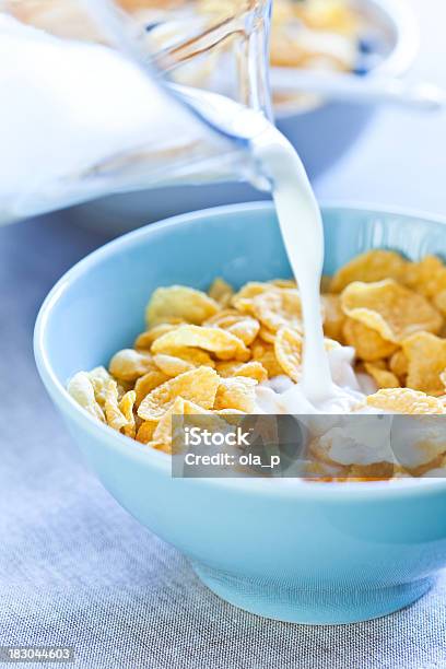 Healthy Breakfast With Corn Flakes Stock Photo - Download Image Now - Cereal Plant, Breakfast Cereal, Milk