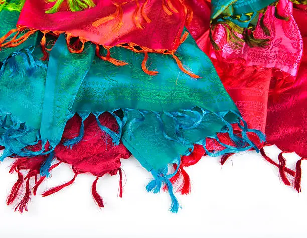 Photo of Colorful silk fabrics
