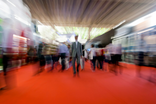 People walking on a red carpet