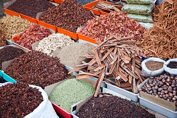 asiatica spice market - nutmeg india spice nut foto e immagini stock