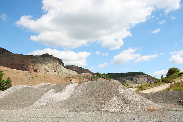 istock Gravel heaps in front of stone quarry 183046093
