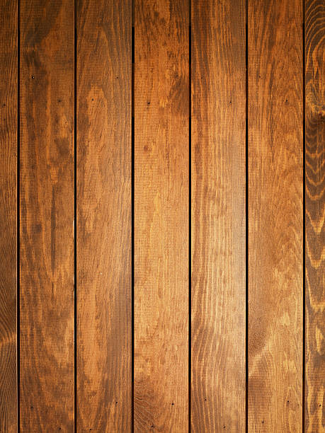 istock Overhead view of light brown wooden table 183046114